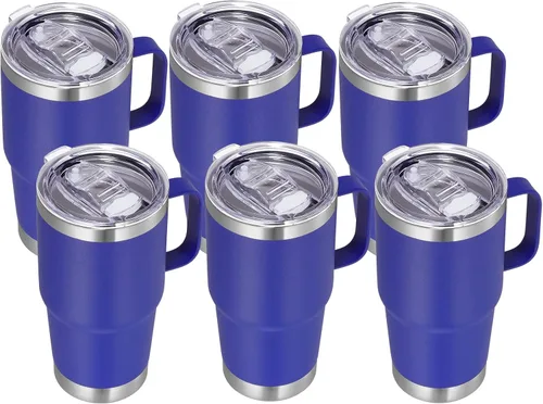 Miniatura 31 de VEGOND - Vaso de viaje de 20 oz con asa, tapa con cierre y popote, de acero inoxidable, aislante, taza de café, a prueba de derrames, de doble Verde