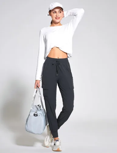 Miniatura 5 de ZUTY Pantalones cargo para mujer, de 27 pulgadas, pantalones deportivos de secado rápido, ligeros, resistentes al agua, pantalones deportivos