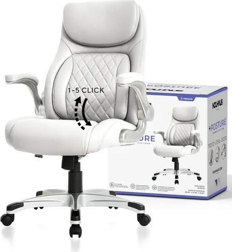 Miniatura 3 de Nouhaus +Posture Silla de oficina ergonómica de piel sintética. Soporte lumbar Click5 con reposabrazos FlipAdjust. Silla ejecutiva moderna y silla