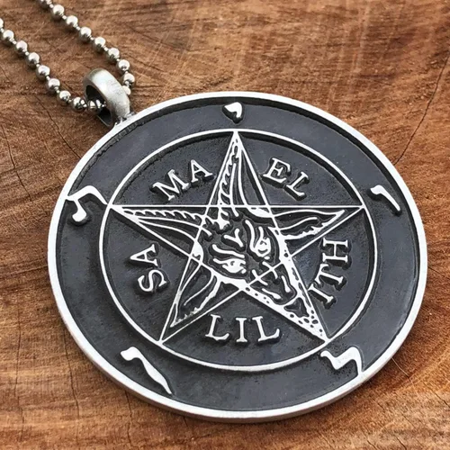 Miniatura 6 de Joyería de la Iglesia de Satanás El Sello de Baphometa SAMAEL-LILITH Pentáculo invertido Estrella Satánica Diablo LaVeyan Satanism Wicca Witchcraft