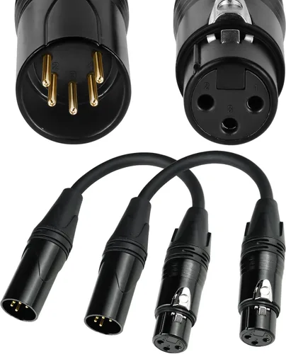 Adaptador de cable DMX, paquete de 2 cables DMX macho de 5 pines a hembra de 3 pines, cable de iluminación XLR de 6 pulgadas a XLR 3F, cable de luz
