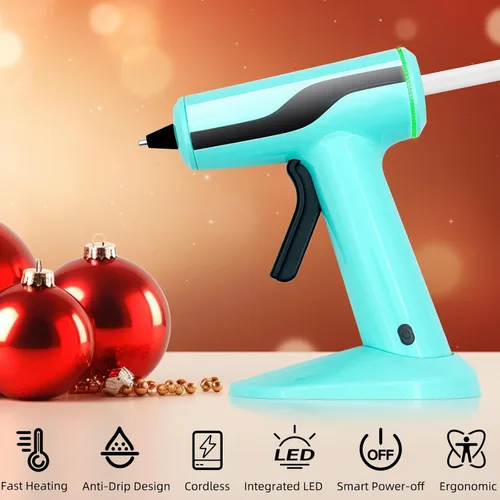 Miniatura 5 de Pistola de pegamento caliente inalámbrica, pistola de pegamento termofusible recargable de 2 Ah, batería incorporada, apagado inteligente, kit