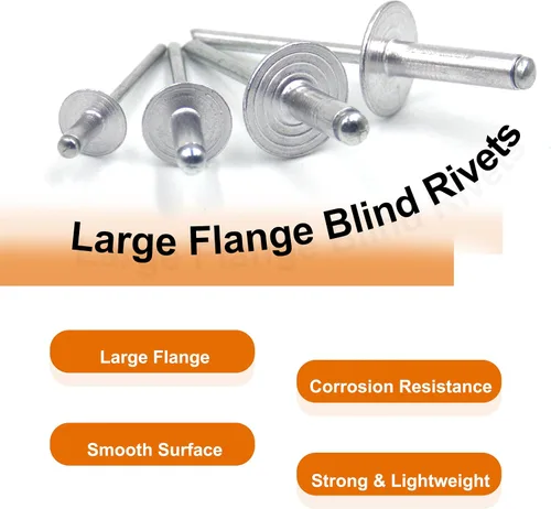 Miniatura 3 de ISPINNER 60 piezas de remaches ciegos de aluminio con brida grande, kit surtido con remachador de mano resistente, herramienta de pistola