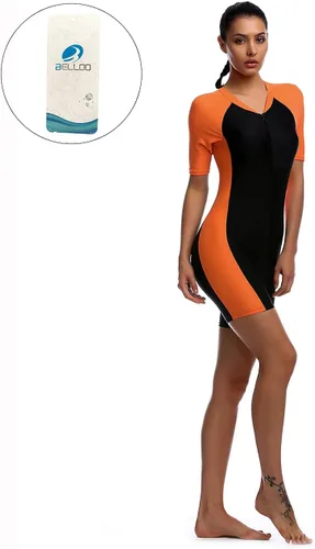 Miniatura 6 de BELLOO Traje de baño para mujer, de una pieza, de manga corta, protección solar