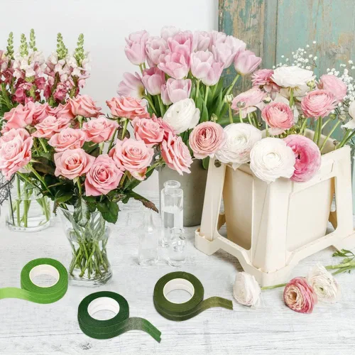 Miniatura 7 de 6 rollos de cinta floral, 1/2 pulgada por 180 yardas, cinta floral verde para ramo de tallo de flores, arreglos de flores, proyectos