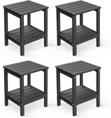 Miniatura 18 de GREENVINES Adirondack - Mesa lateral para exteriores 14 x 13 pulgadas Plástico HDPE Todo clima Aqua Mesas auxiliares exteriores Estante