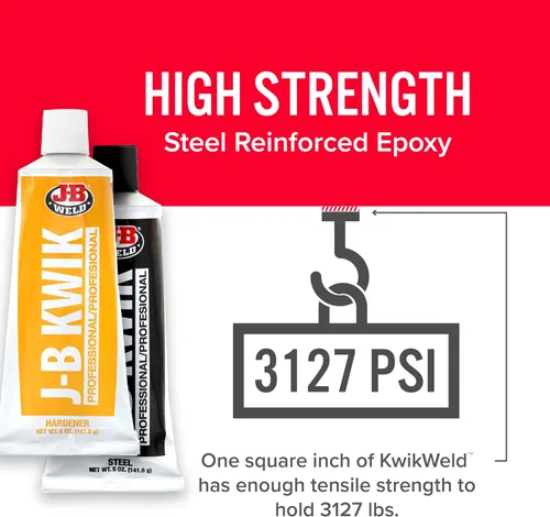 Miniatura 3 de J-B Weld 8271 KwikWeld - Paquete doble de epoxi reforzado de acero de tamaño profesional, 10 onzas