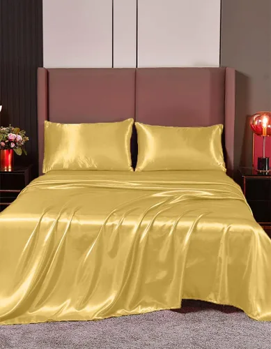 Miniatura 7 de Juego de sábanas de satén de seda de 4 piezas Sábana bajera Sábana encimera Funda de almohada Calidad de hotel sedoso suave y lujoso
