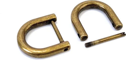 Miniatura 14 de 4 anillos en D resistentes con grillete de 1-1/2 pulgadas, oro antiguo, en forma de U, repuesto para bolso, llavero, collar de perro