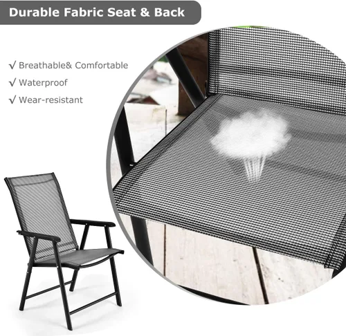 Miniatura 6 de S AFSTAR - Sillas plegables para patio, silla portátil con reposabrazos para exteriores, jardín, jardín, piscina Gris