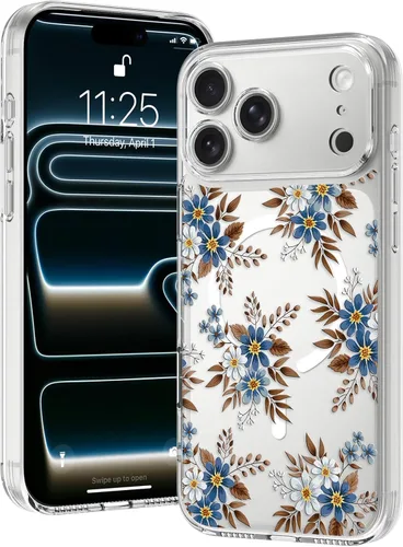 Miniatura 25 de OOK Magnetic for iPhone 17 Case Clear Pretty Flower Girls Women [Not Yellowing][Screen Protector] [ MagSafe Compatible] with Full Camera Lens