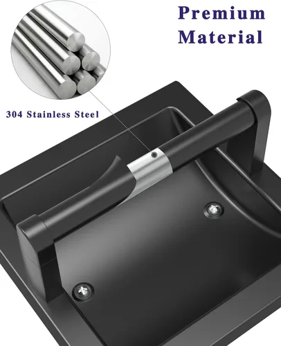 Miniatura 4 de Soporte de Papel Higiénico Negro Mate Empotrado para Rollos Grandes, Soporte de Papel Higiénico Negro Pivotante de Acero Inoxidable para Montaje
