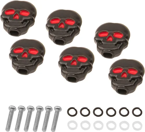 6 tapas de clavija de afinación de guitarra Yootones con forma de calavera, botón compatible con guitarra folk, eléctrica y acústica (negro)