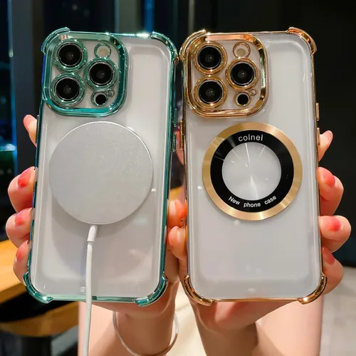 Miniatura 6 de Funda magnética transparente para iPhone 13 Pro Max, protección de lujo brillante en las cuatro esquinas, a prueba de golpes, de grado militar