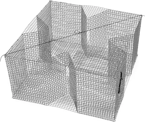 Nets & More Trampa de cebo. 24" x 24", 12" de profundidad. Malla de 1/2" x 1/2". Malla galvanizada o recubierta de PVC para besugo y otros peces de