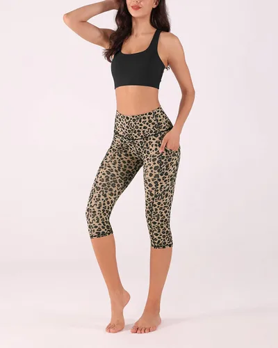 Miniatura 2 de ODODOS - Leggings tipo capri de mujer, no se traslucen y modelan el abdomen, con cintura alta y bolsillos para hacer yoga, atletismo, ejercicio