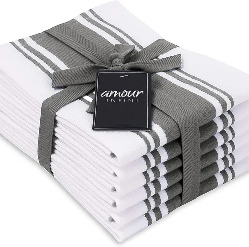 Miniatura 10 de AMOUR INFINI Toallas de cocina 100% algodón, paquete de 4, altamente absorbentes, de secado rápido, toallas de cocina a rayas de primera calidad