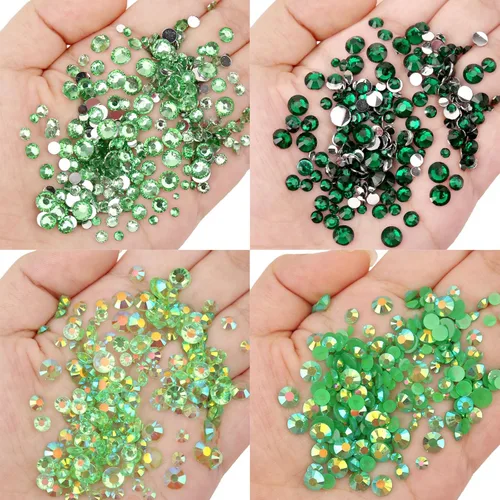 Miniatura 4 de 15000 unidades de diamantes de imitación de resina de la serie verde de 0.18 a 0.18 pulgadas, redondos sin termofijar, gelatina y parte inferior