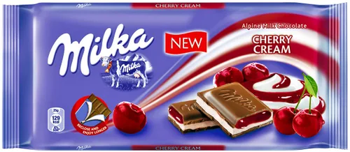 Miniatura 2 de 2 barras de chocolate con leche alpino Milka Alpine crema de vainilla y cereza