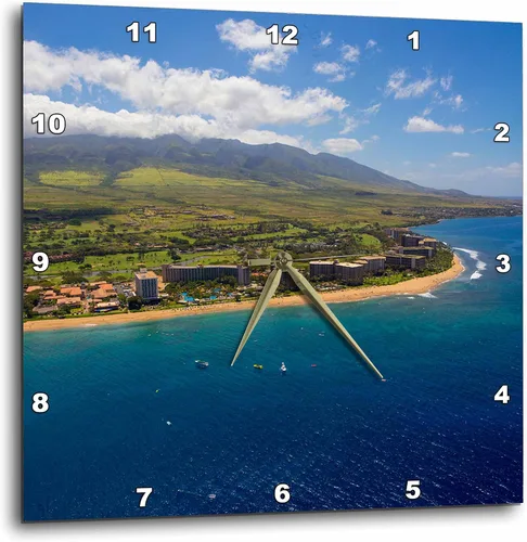 Reloj de pared 3D Rose Kaanapali-Maui-Hawaii, 15" x 15"