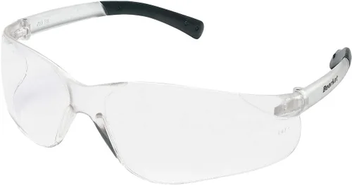 BK110 BearKat - Gafas de seguridad, resistentes a los arañazos, lente transparente, marco transparente, policarbonato, tamaño universal, protección