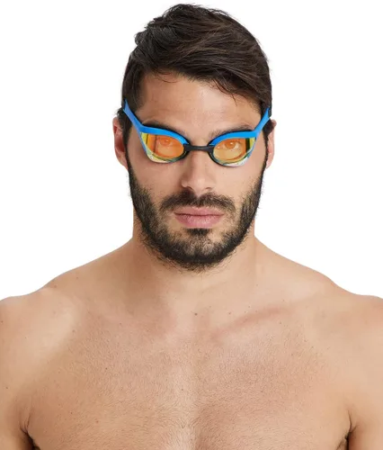 Miniatura 4 de ARENA Unisex Cobra Ultra Swipe Racing Swim Goggles Anti-fog Technology Polycarbonate Hard Lens Amarillo Cobre/Azul