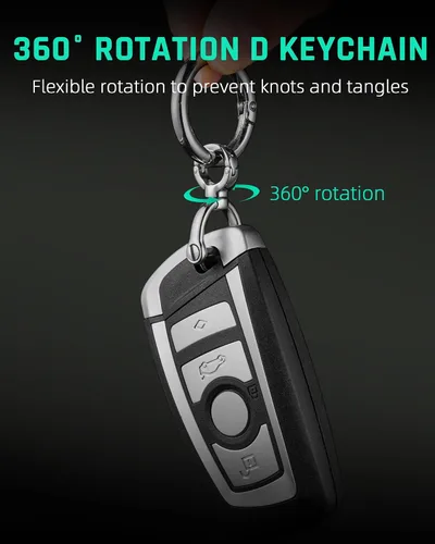 Miniatura 4 de TISUR Llavero pequeño para automóvil, llavero de anillo en D con grillete de tornillo, llavero giratorio resistente para llavero, bolso, llavero