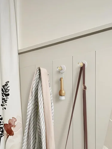 Miniatura 7 de Paquete de 4 ganchos adhesivos de cristal de JIASENBAO para toallas de baño, ganchos de pared blancos para colgar batas y abrigos, ganchos