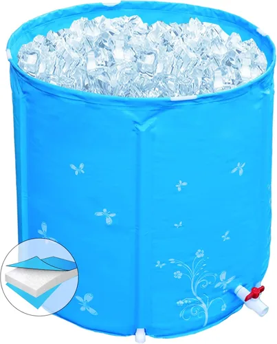 Bañera de plástico portátil, 28 x 28 pulgadas, bañera de baño de hielo no inflable, bañera de hidromasaje plegable para adultos, espuma térmica