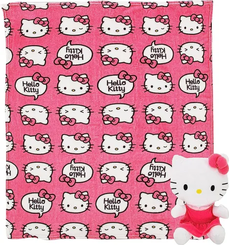 Northwest Juego de almohada y manta táctil de seda con diseño de personajes Hugger, 40 x 50 pulgadas, Hello Kitty - Orgullo rosa