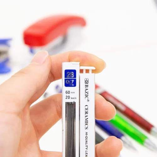 Miniatura 4 de BAZIC PRODUCTS Lápiz mecánico Tri-Angle de 0.028 in, agarre suave, recarga de lápices de cerámica 2B, borrador sin látex, para dibujar dibujo