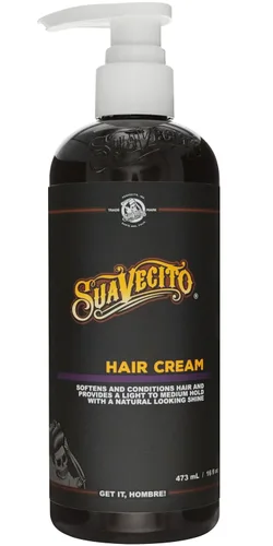 Suavecito Botella de bomba de crema para el cabello, brillo medio durante todo el día
