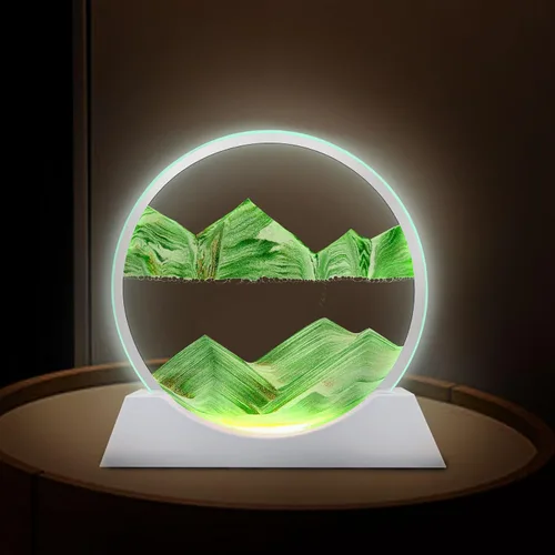 Miniatura 6 de Aoderun Arte de Arena en Movimiento de 7" con Movimiento Líquido con Luz, 3 Colores Cambiantes, Cuadro de Arte de Arena en Movimiento de Vidrio Verde