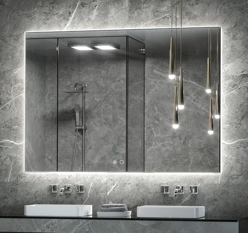 Miniatura 23 de Keonjinn Espejo de baño LED de 24 x 32 pulgadas con retroiluminación, antiniebla, CRI90+ HD regulable sin escalones, alto lumen, montaje en pared