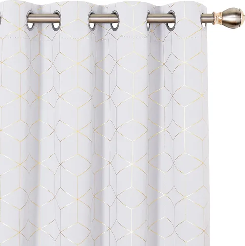Miniatura 26 de Deconovo Cortinas Opacas, Aislamiento Térmico y Reducción de Ruido, Estampado de Lámina de Diamante – Ojales en la Parte Superior, 2 Paneles, Azul