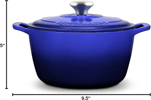 Miniatura 10 de ROSSALLINI Horno holandés de hierro fundido esmaltado Signature, olla de servir antiadherente con tapa de ajuste hermético para asado, horneado