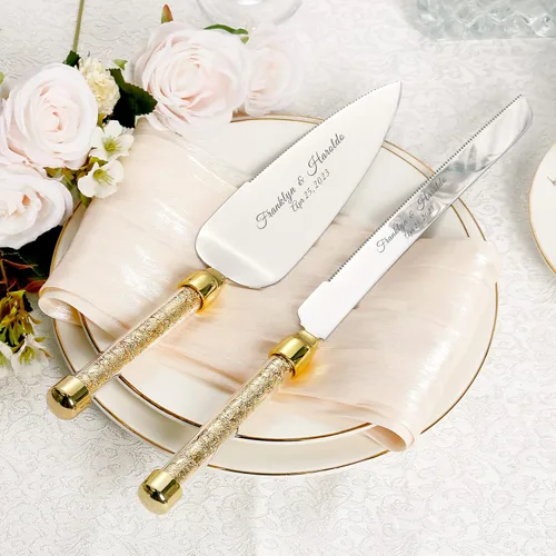 Miniatura 4 de Juego de cuchillo y servidor personalizado para pastel de boda, juego de corte de pastel grabado, elegante juego de cortador de pastel, cuchillo