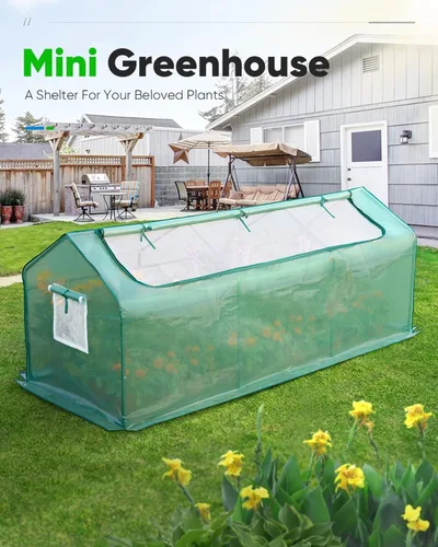 Miniatura 2 de Quictent Invernadero portátil de 95 pulgadas de ancho x 36 pulgadas de profundidad x 36 pulgadas de alto, 2 ventanas de malla y gran puerta de Verde