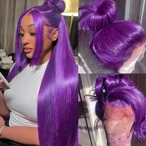 Miniatura 22 de Missyvan Pelucas de encaje frontal de cabello largo y lacio, color marrón natural, sin pegamento, castaño y rubio, pelucas sintéticas con encaje