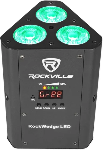 Miniatura 8 de Rockville RockWedge LED 54W RGBWA+UV - Luz Par alimentada por batería, DMX inalámbrico, recargable, diseño compacto, para DJs y eventos, 2 piezas