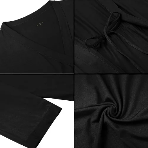 Miniatura 5 de Samring Bata para mujer, kimono, suave bambú, ropa de dormir, bata de baño de punto corto para mujer, tallas S-XXL