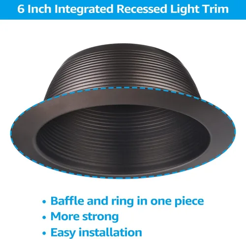 Miniatura 3 de TORCHSTAR Borde de luz integrado de 6 pulgadas, bronce aceitado de una pieza, Full Metal, para bombillas PAR30, PAR38, R30, BR30, BR40, para latas