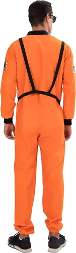 Miniatura 6 de EraSpooky Disfraz de astronauta para hombre, disfraz de Halloween para adultos, tallas XS-XL, para fiesta de disfraces y cosplay, color naranja