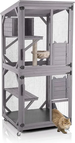 Miniatura 15 de Aivituvin Window Catio Outdoor Cat Enclosure Super Large Walk in Cat House with 6 Platforms and 2 Scratching Posts for Cats,104" L x 34" W x 69.5" H
