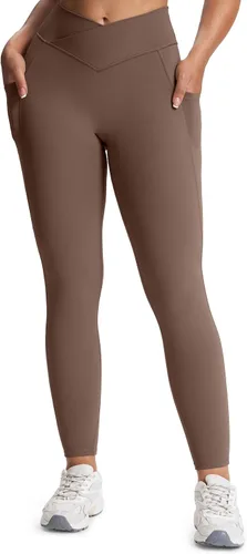 Miniatura 136 de Aoxjox Trinity - Pantalones de yoga de cintura alta con bolsillos para mujer, control de abdomen, cintura cruzada, leggings de entrenamiento suaves