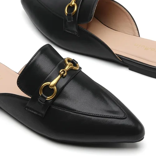Miniatura 3 de Mules con hebilla para mujer, puntera puntiaguda, sin espalda, planas, deslizantes, zapatos tipo mocasín