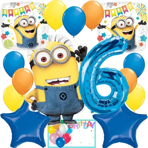 Minions - Suministros de fiesta de cumpleaños para decoración de ramo de globos de aluminio, multicolor, accesorio de fiesta, para cumpleaños 6