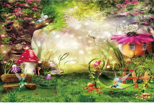 Fondos de fotografía de bosque de cuentos de hadas de 5 x 3 pies para recién nacidos, fondos de baby shower, estudio fotográfico, setas, elfos,