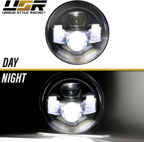 Miniatura 6 de USR 97-06 Wrangler TJ Faros LED de proyector redondos de 7" Pulgadas H6024 con carcasa negra 6024 Haz alto/bajo, faro sellado H6014 (Par) Compatible