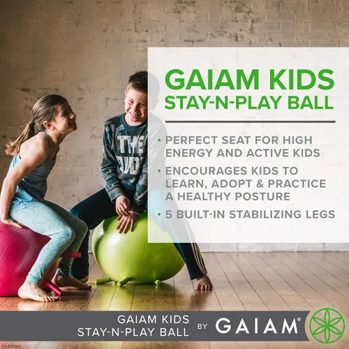 Miniatura 2 de Gaiam Kids Stay-N-Play - Pelota de equilibrio para niños, silla escolar flexible, asiento alternativo activo para el aula, patas de estabilidad